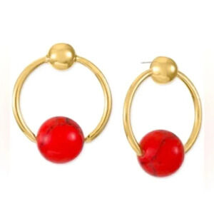 Anthropologie Red Doorknocker Drop Earrings